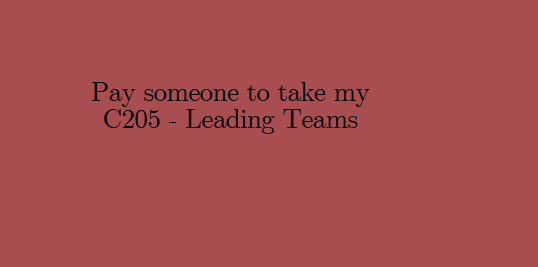 Pay someone to take my C205 – Leading Teams